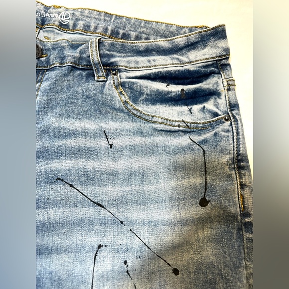 Crysp denim men’s distressed jeans with paint splatter size 38 - Picture 6 of 8